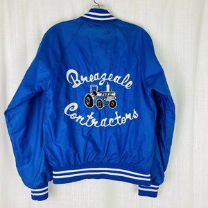 VTG Satin Bomber Jacket Small “Breazeale Contractors”‎ Ford “Bobbie” Embroidered